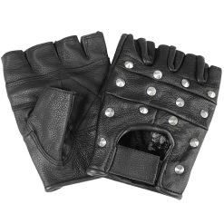 Mil-Tec Biker Fingerlinge, Lederhandschuhe Mit Nieten