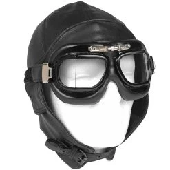 Mil-Tec Flieger Lederhaube Schwarz