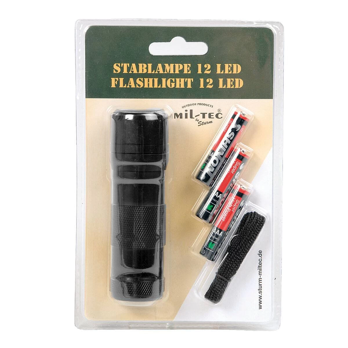 MIL-TEC Stablampe 12 LED Schwarz 1 MIL-TEC Stablampe 12 LED Schwarz
